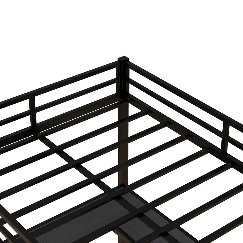 Bellemave® Full Size Metal Loft Bed with Desk and Shelves, Ladder and Guardrails - Bellemave