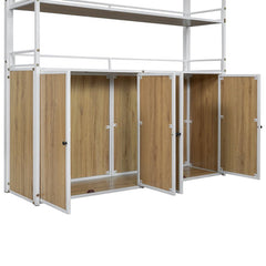 Bellemave® Full Size Metal Loft Bed with Storage Staircase and Wardrobe,Shelves and Lockers - Bellemave