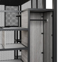 Bellemave® Full Size Metal Loft Bed with Wardrobe, Desk, Storage Shelves - Bellemave