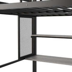 Bellemave® Full Size Metal Loft Bed with Wardrobe, Desk, Storage Shelves - Bellemave