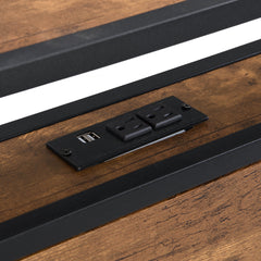 Bellemave® Full Size Metal Platform Bed Frame with Wooden Headboard and Footboard with USB LINER - Bellemave