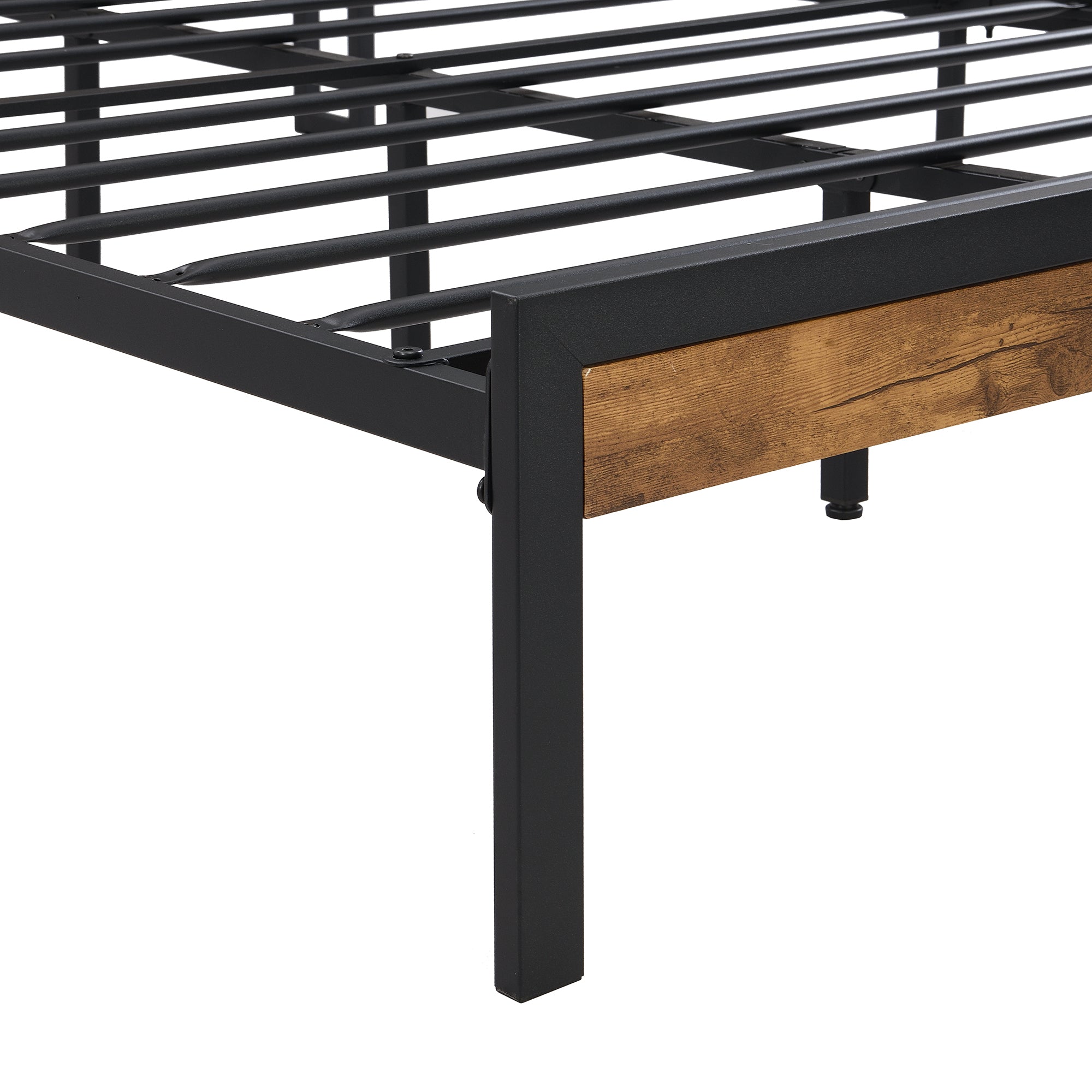 Bellemave® Full Size Metal Platform Bed Frame with Wooden Headboard and Footboard with USB LINER - Bellemave