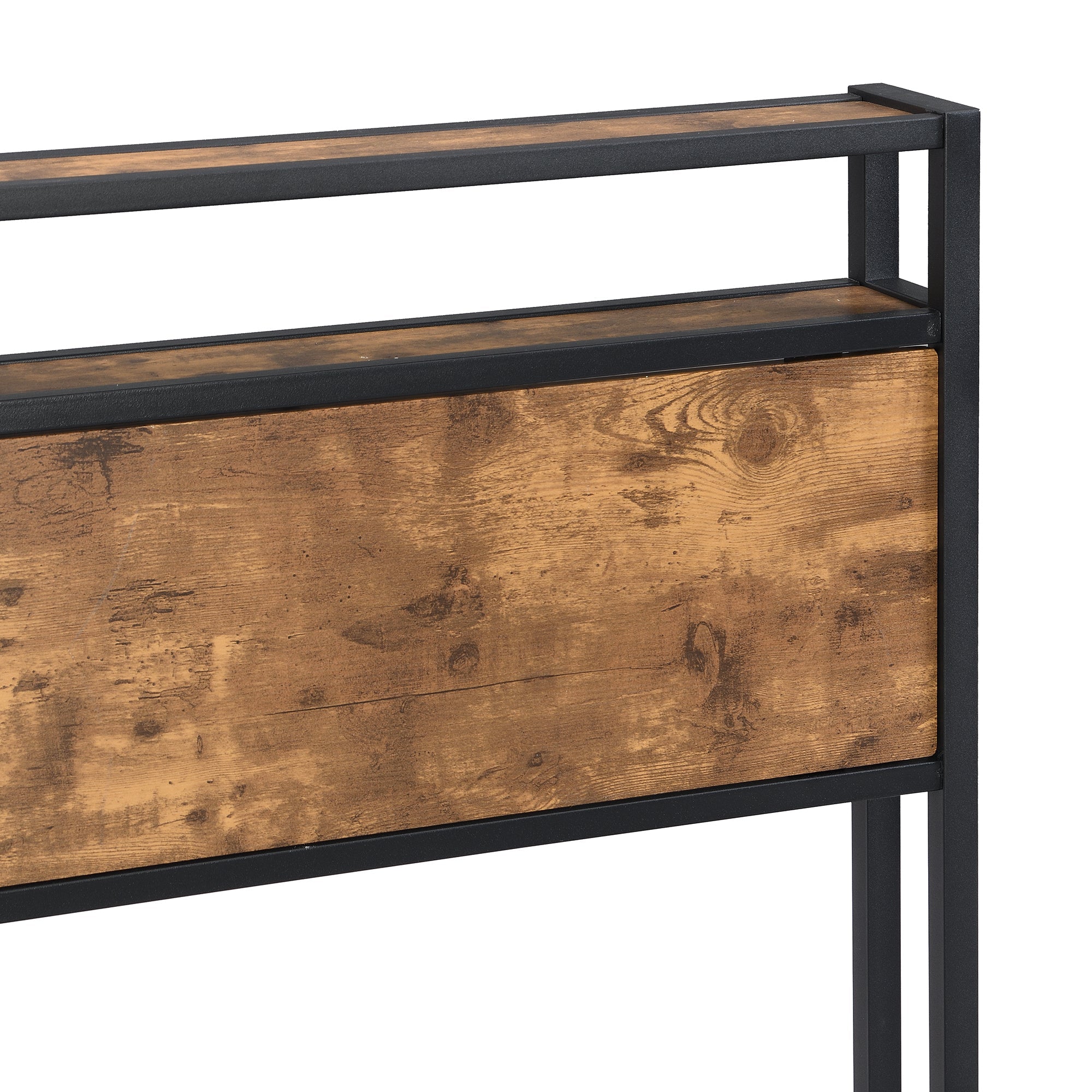 Bellemave® Full Size Metal Platform Bed Frame with Wooden Headboard and Footboard with USB LINER - Bellemave