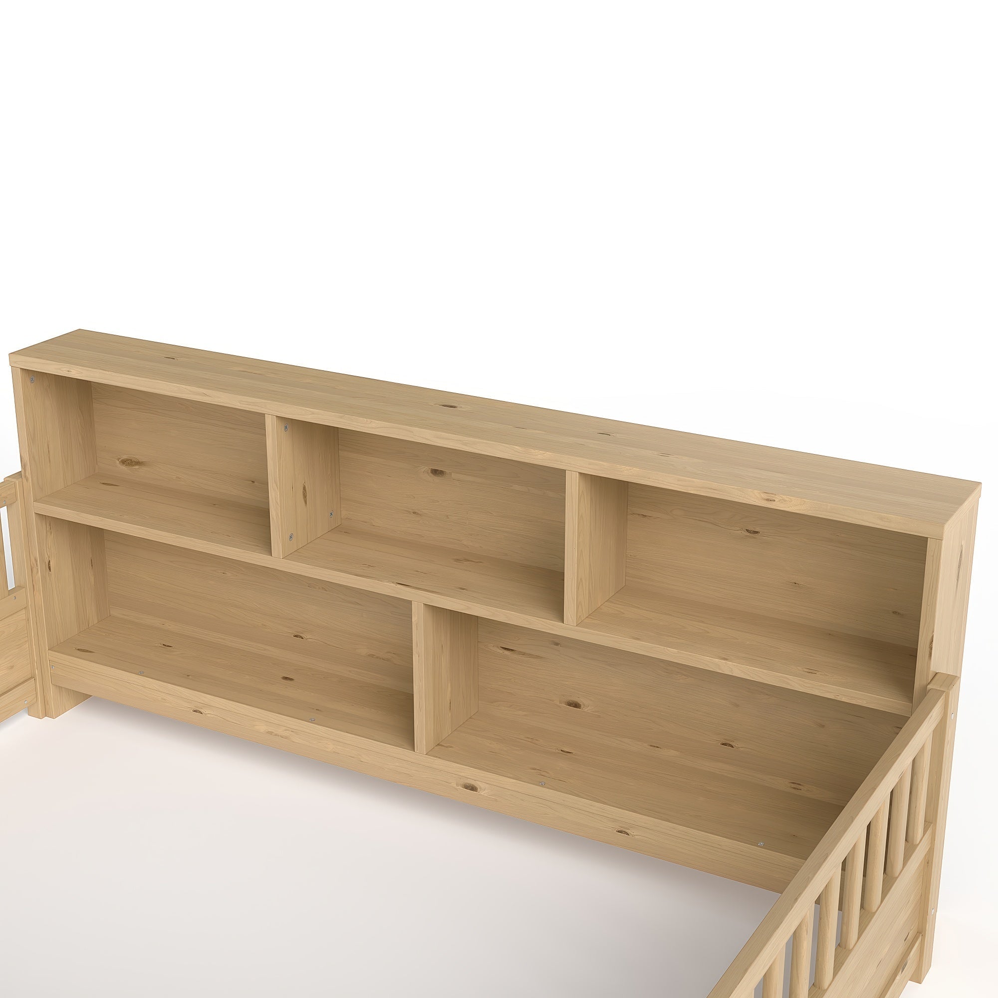 Bellemave® Full Size Montessori Floor Bed with Bookcase, Full Floor Bed with High Fence and Storage Shelves for Girls, Boys, White - Bellemave