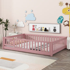 Bellemave® Full Size Montessori Floor Bed with Fence and Door - Bellemave