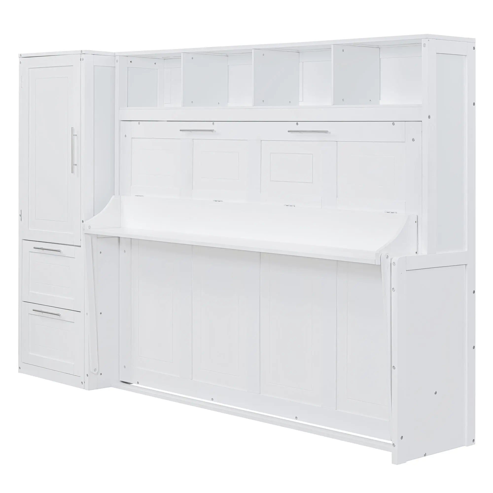Bellemave® Full Size Murphy Bed Wall Bed with Closet and Drawers - Bellemave