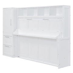 Bellemave® Full Size Murphy Bed Wall Bed with Closet and Drawers - Bellemave