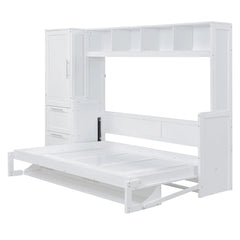 Bellemave® Full Size Murphy Bed Wall Bed with Closet and Drawers - Bellemave