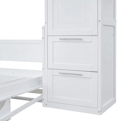 Bellemave® Full Size Murphy Bed Wall Bed with Closet and Drawers - Bellemave