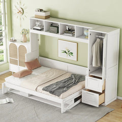 Bellemave® Full Size Murphy Bed Wall Bed with Closet and Drawers - Bellemave