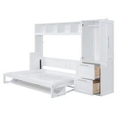 Bellemave® Full Size Murphy Bed Wall Bed with Closet and Drawers - Bellemave