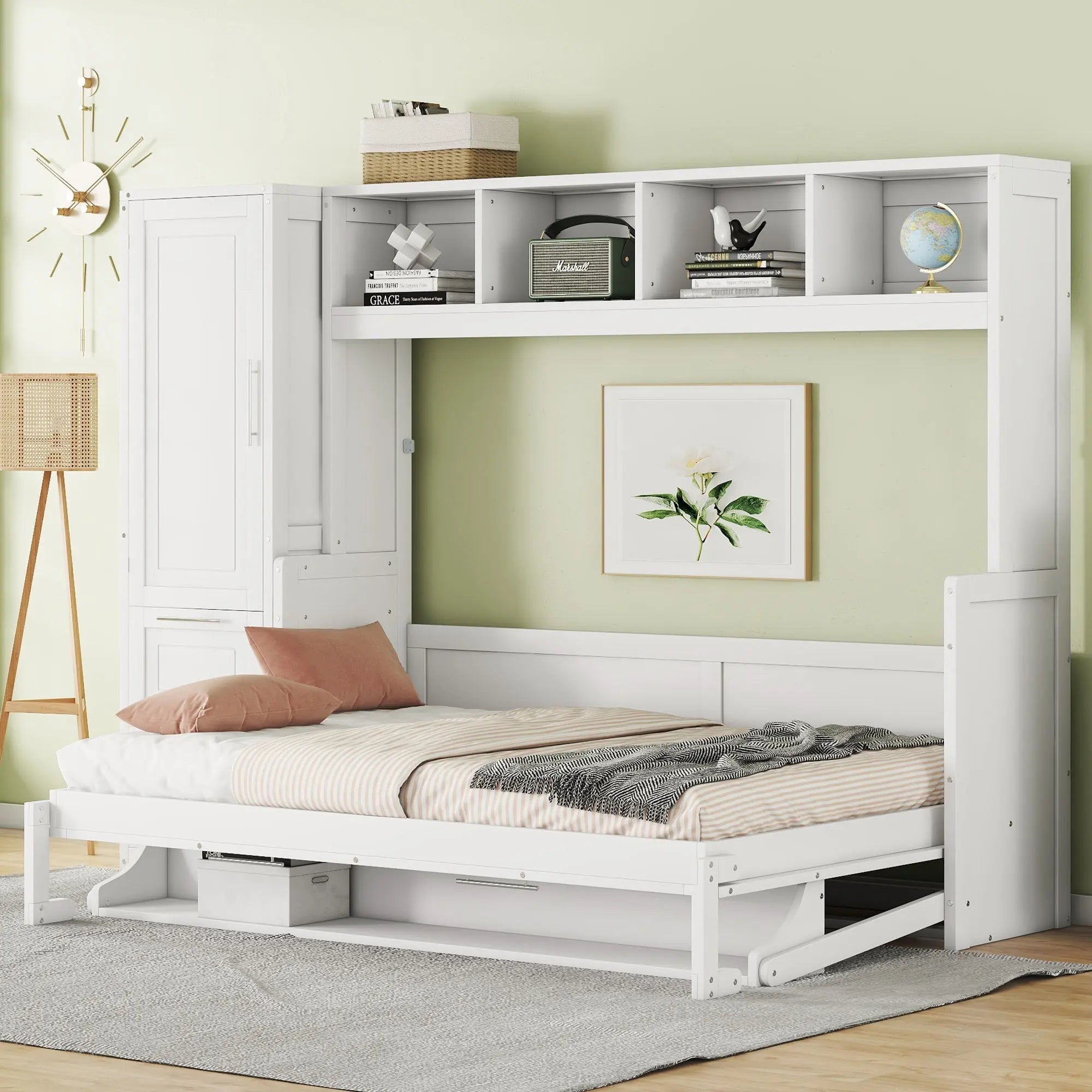 Bellemave® Full Size Murphy Bed Wall Bed with Closet and Drawers - Bellemave