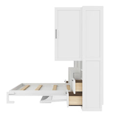 Bellemave® Full Size Murphy Bed Wall Bed with Closet, Drawers and Shelves - Bellemave