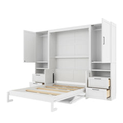 Bellemave® Full Size Murphy Bed Wall Bed with Closet, Drawers and Shelves - Bellemave