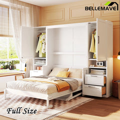 Bellemave® Full Size Murphy Bed Wall Bed with Closet, Drawers and Shelves - Bellemave