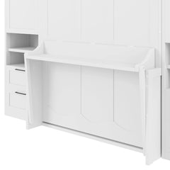 Bellemave® Full Size Murphy Bed Wall Bed with Closet, Drawers and Shelves - Bellemave