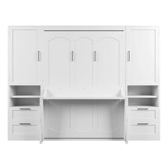 Bellemave® Full Size Murphy Bed Wall Bed with Closet, Drawers and Shelves - Bellemave