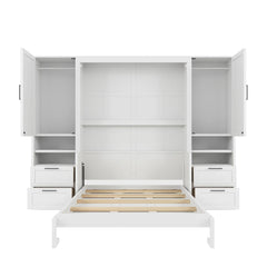 Bellemave® Full Size Murphy Bed Wall Bed with Closet, Drawers and Shelves - Bellemave