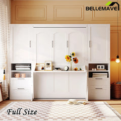 Bellemave® Full Size Murphy Bed Wall Bed with Closet, Drawers and Shelves - Bellemave