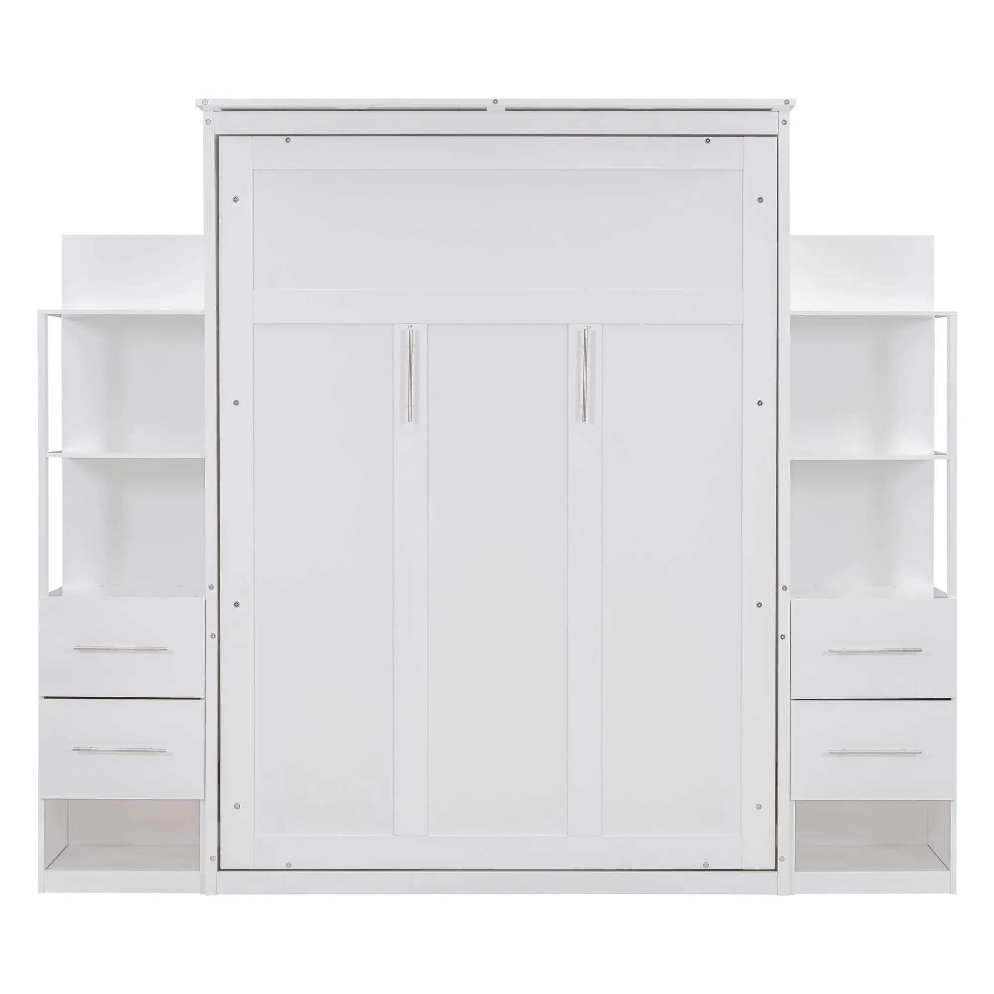 Bellemave® Full Size Murphy Bed Wall Bed with Shelves, Drawers and LED Lights - Bellemave