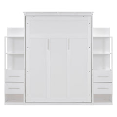 Bellemave® Full Size Murphy Bed Wall Bed with Shelves, Drawers and LED Lights - Bellemave