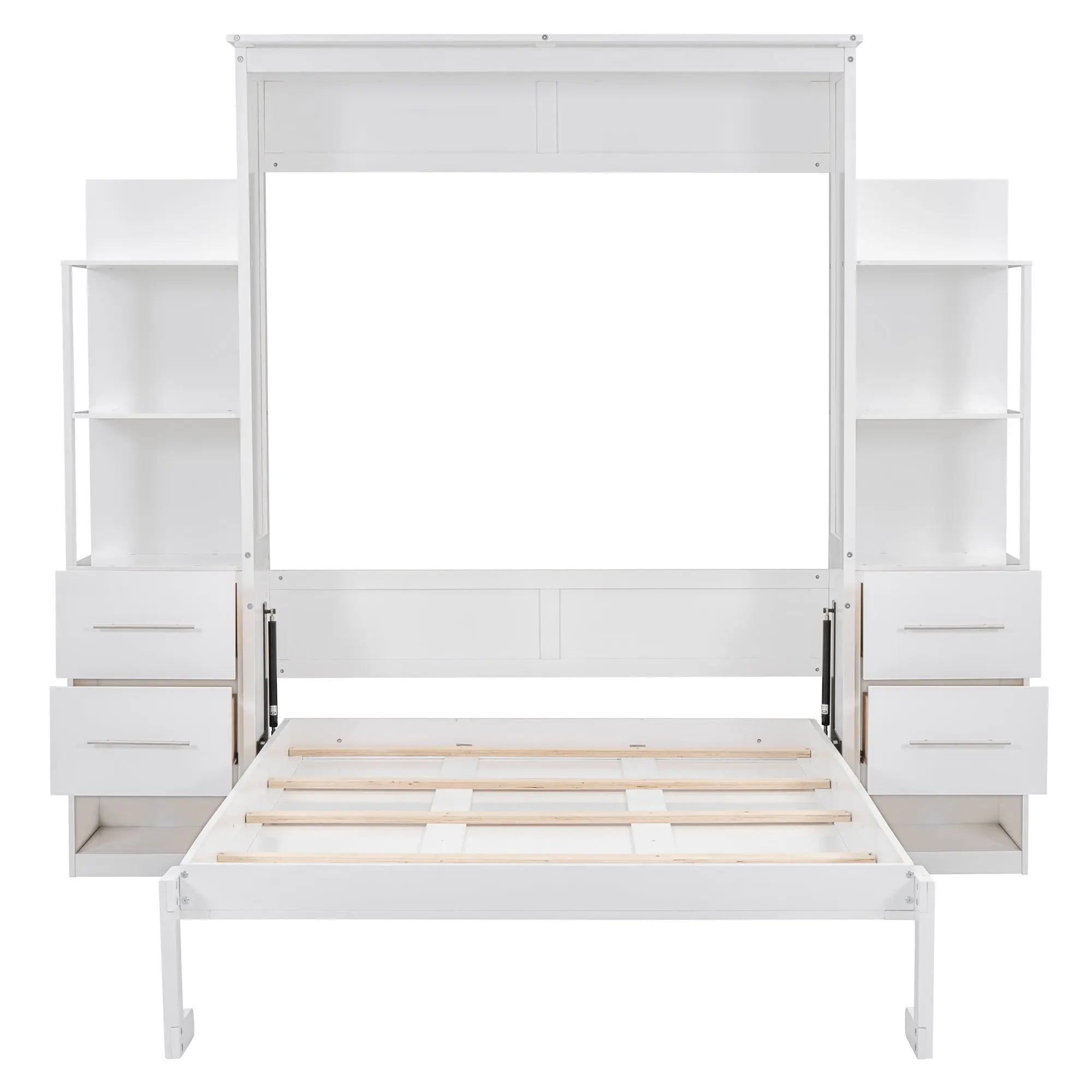 Bellemave® Full Size Murphy Bed Wall Bed with Shelves, Drawers and LED Lights - Bellemave