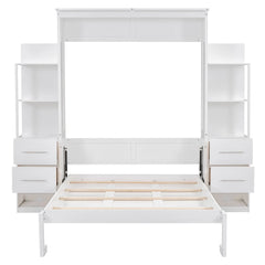 Bellemave® Full Size Murphy Bed Wall Bed with Shelves, Drawers and LED Lights - Bellemave