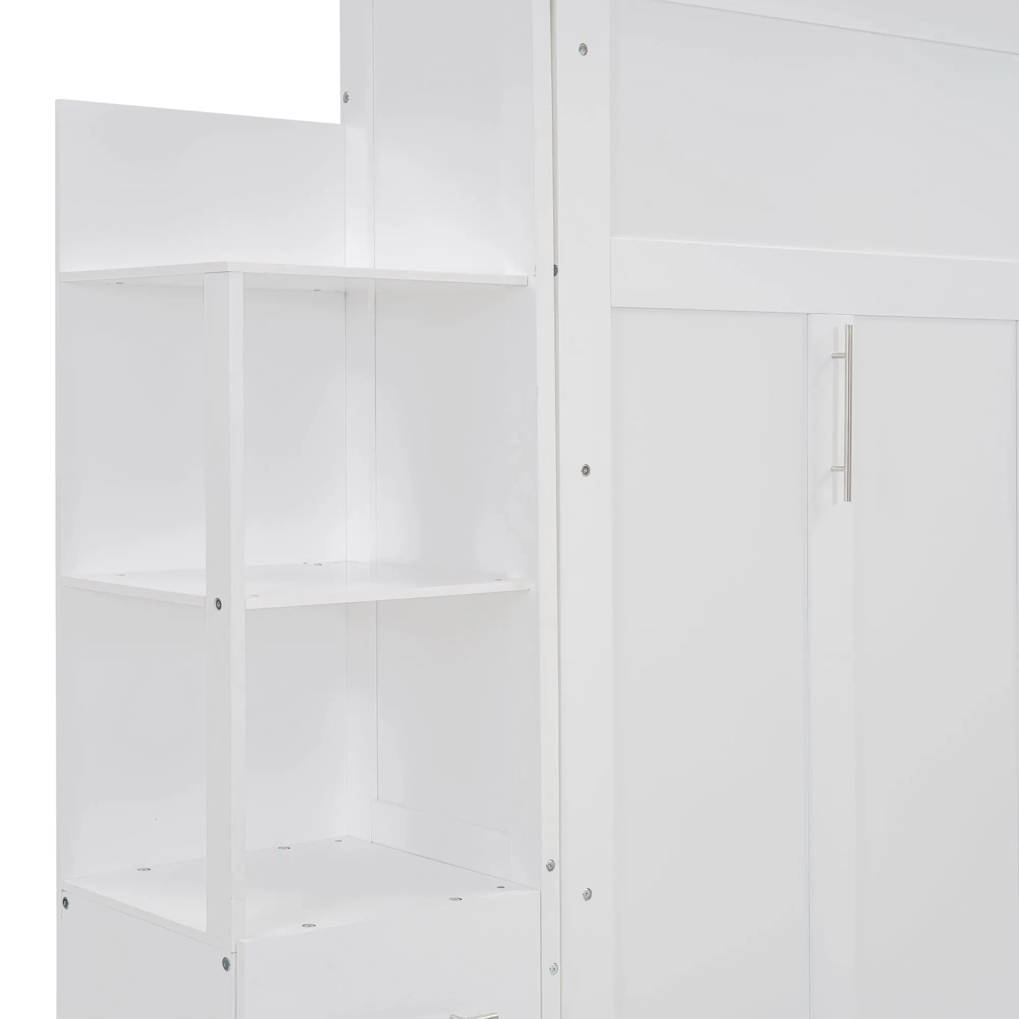 Bellemave® Full Size Murphy Bed Wall Bed with Shelves, Drawers and LED Lights - Bellemave