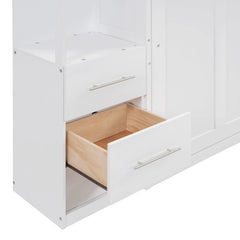 Bellemave® Full Size Murphy Bed Wall Bed with Shelves, Drawers and LED Lights - Bellemave
