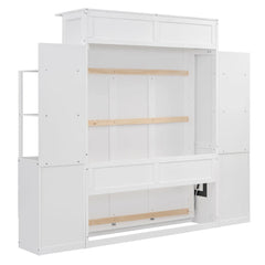 Bellemave® Full Size Murphy Bed Wall Bed with Shelves, Drawers and LED Lights - Bellemave
