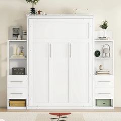 Bellemave® Full Size Murphy Bed Wall Bed with Shelves, Drawers and LED Lights - Bellemave