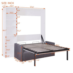 Bellemave® Full Size Murphy Bed Wall Bed with Sofa,with Shelves - Bellemave