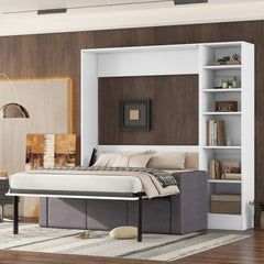 Bellemave® Full Size Murphy Bed Wall Bed with Sofa,with Shelves - Bellemave
