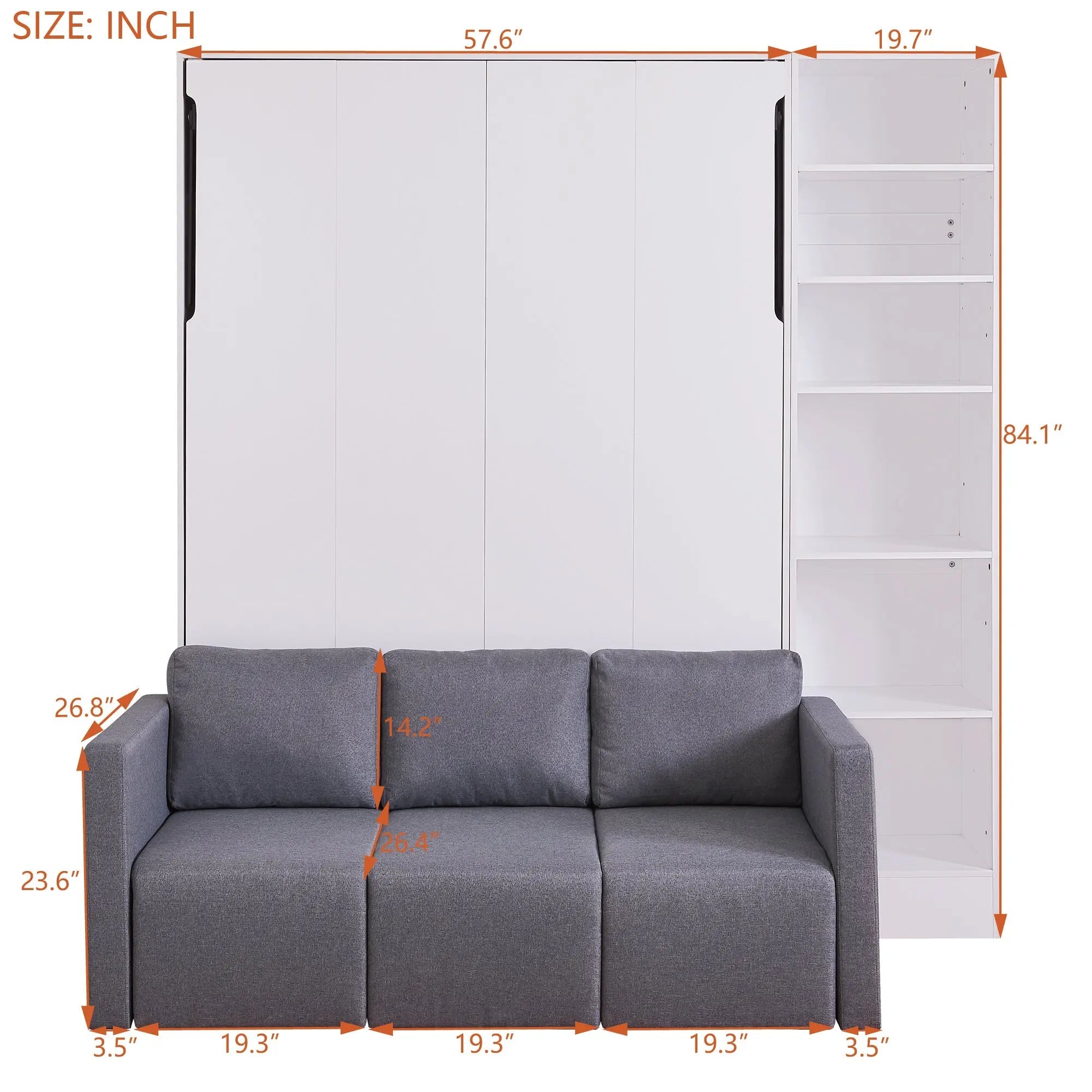 Bellemave® Full Size Murphy Bed Wall Bed with Sofa,with Shelves - Bellemave