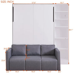 Bellemave® Full Size Murphy Bed Wall Bed with Sofa,with Shelves - Bellemave