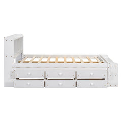 Bellemave® Full Size Platform Bed with Bookcase Headboard, Under bed Storage Drawers and Bed End Storage Case - Bellemave