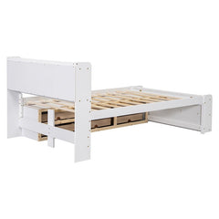 Bellemave® Full Size Platform Bed with Bookcase Headboard, Under bed Storage Drawers and Bed End Storage Case - Bellemave