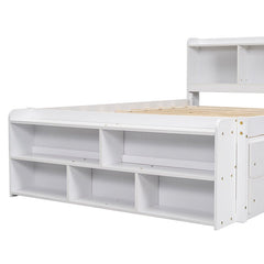 Bellemave® Full Size Platform Bed with Bookcase Headboard, Under bed Storage Drawers and Bed End Storage Case - Bellemave