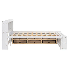 Bellemave® Full Size Platform Bed with Bookcase Headboard, Under bed Storage Drawers and Bed End Storage Case - Bellemave