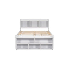 Bellemave® Full Size Platform Bed with Bookcase Headboard, Under bed Storage Drawers and Bed End Storage Case - Bellemave