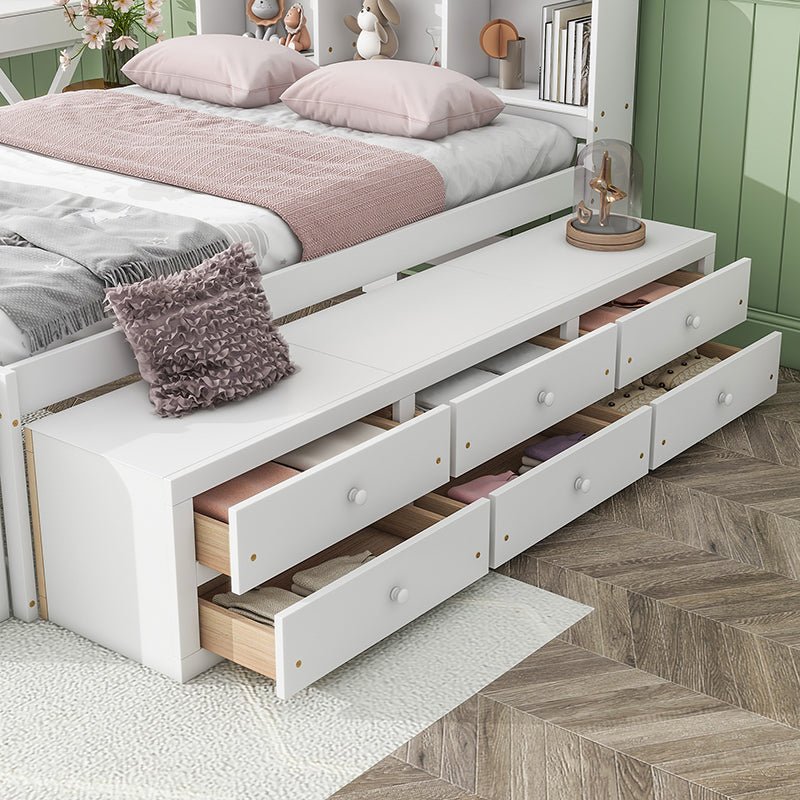 Bellemave® Full Size Platform Bed with Bookcase Headboard, Under bed Storage Drawers and Bed End Storage Case - Bellemave