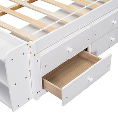 Bellemave® Full Size Platform Bed with Bookcase Headboard, Under bed Storage Drawers and Bed End Storage Case - Bellemave
