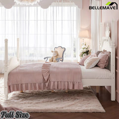 Bellemave® Full Size Platform Bed with Crown Headboard, Four Poster Wooden Bed Frame with Curved Headboard - Bellemave