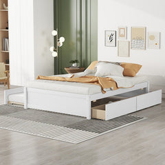 Bellemave® Full Size Platform Bed with Trundle and 2 Drawers - Bellemave