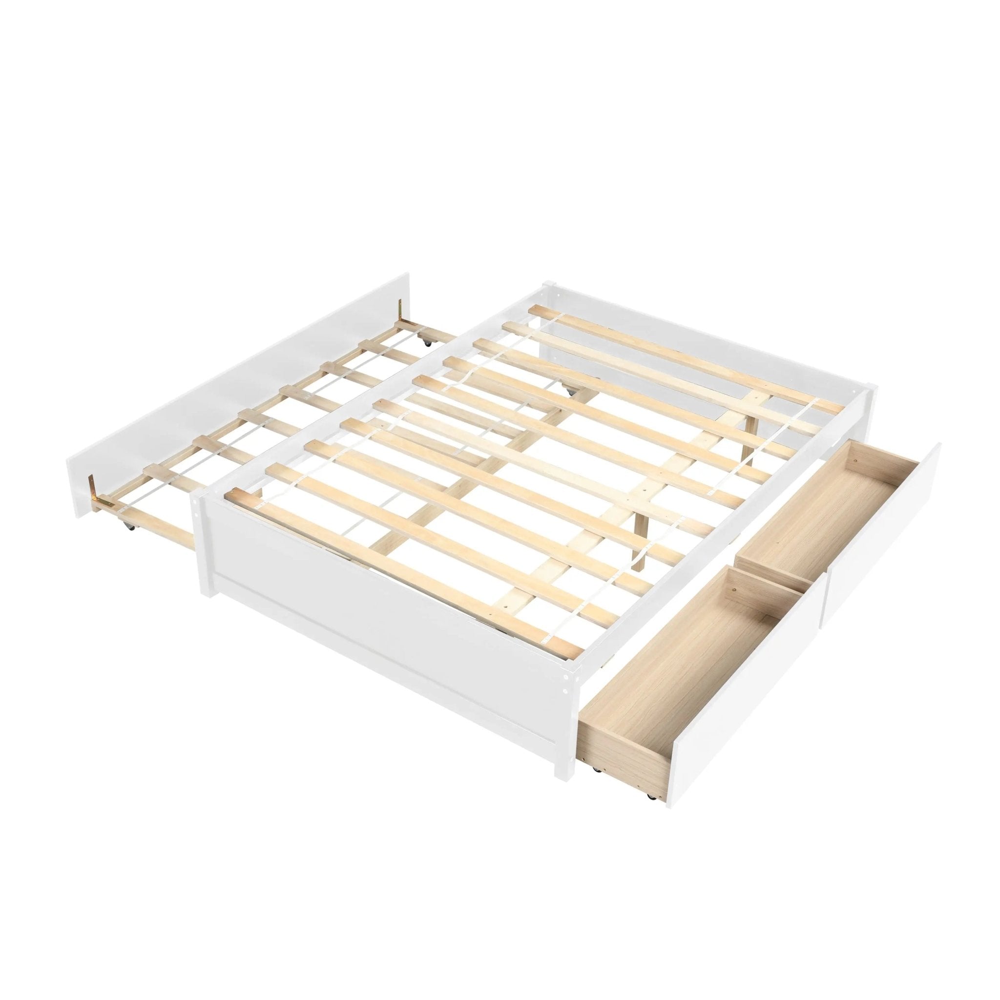 Bellemave® Full Size Platform Bed with Trundle and 2 Drawers - Bellemave