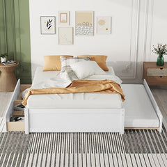 Bellemave® Full Size Platform Bed with Trundle and 2 Drawers - Bellemave