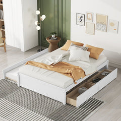 Bellemave® Full Size Platform Bed with Trundle and 2 Drawers - Bellemave