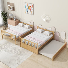 Bellemave® Full Size Rubber Wood Bunk Bed Twin Size Trundle Bed, Ladder and Guardrails(Convertible) - Bellemave
