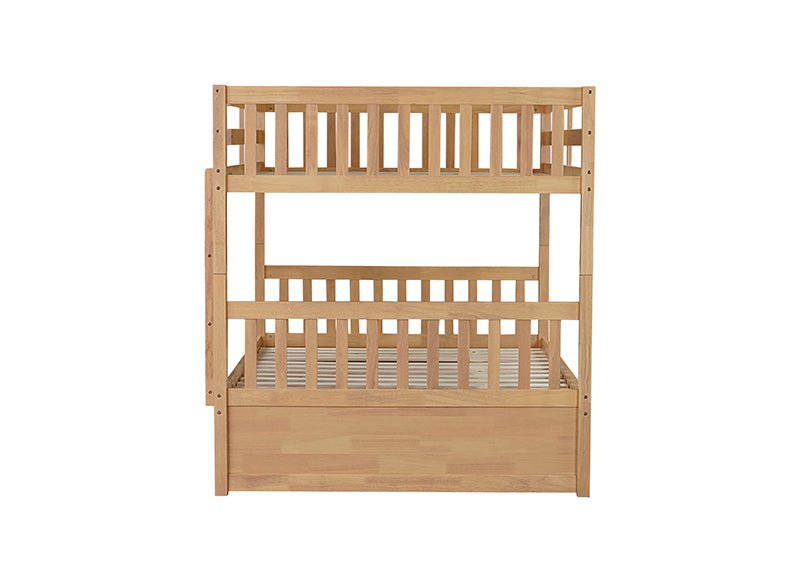 Bellemave® Full Size Rubber Wood Bunk Bed Twin Size Trundle Bed, Ladder and Guardrails(Convertible) - Bellemave