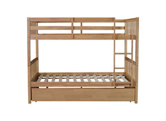 Bellemave® Full Size Rubber Wood Bunk Bed Twin Size Trundle Bed, Ladder and Guardrails(Convertible) - Bellemave